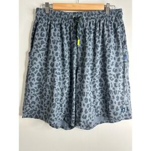 William Murray Mens Leopard Print Golf Shorts L Elastic Waist Drawstring Pockets